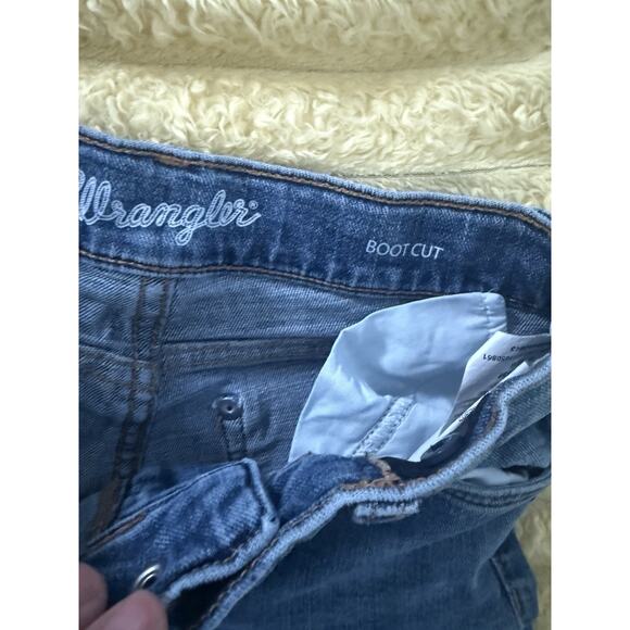 Girls Wrangler Jeans Blue Bootcut Stitching adjustable Waist Size 10 - Picture 6 of 7